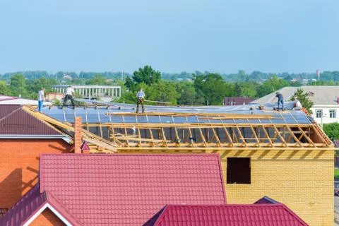 Roofing works Stock Photos