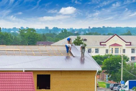 Roofing works Stock Photos