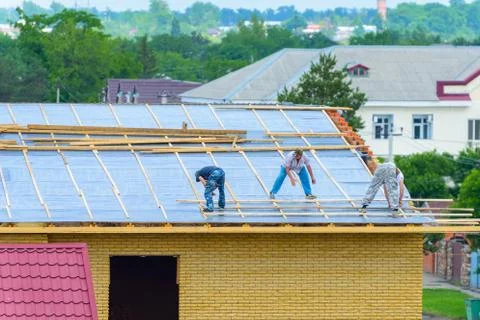 Roofing works Stock Photos