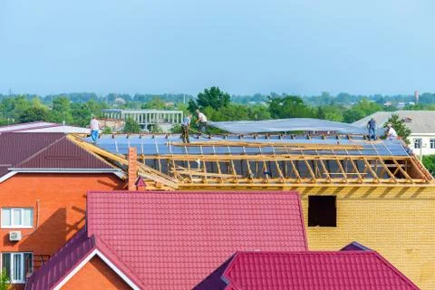 Roofing works Stock Photos