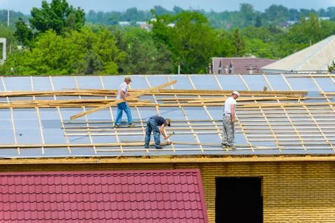 Roofing works Stock Photos