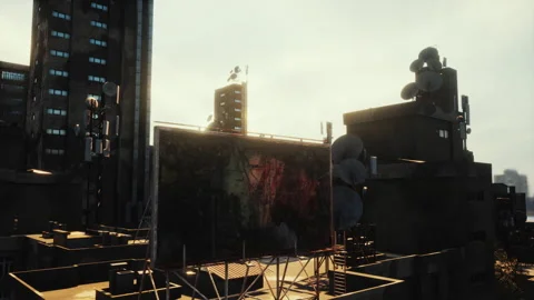 Roofs of abandoned ghost town Vídeo Stock 158540016