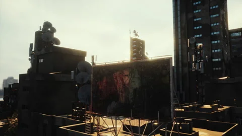 Roofs of abandoned ghost town Видео 160190773