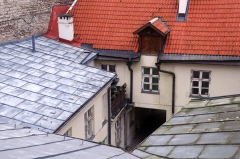 Roofs and courtyard Stock Photos