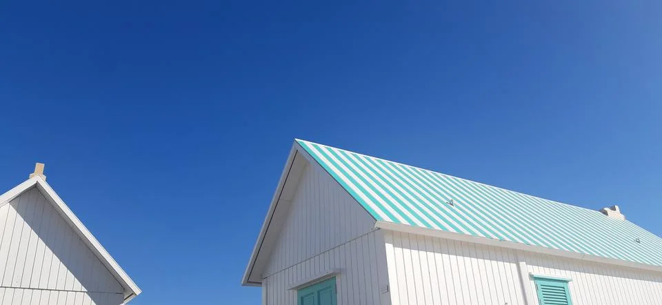 Roofs of beach huts in Cadiz Stock Photos
