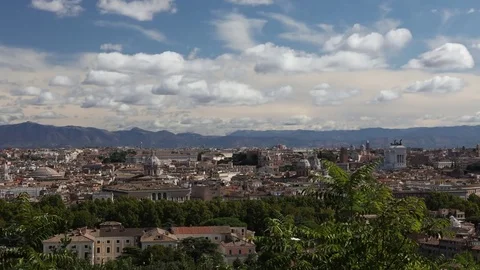 Roofs clouds blue sky winds on rome timelapse Stock Footage 82860853