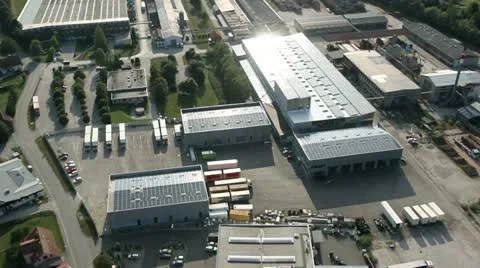 Roofs covered with solar power stations aerial shot Stock Footage 27823341