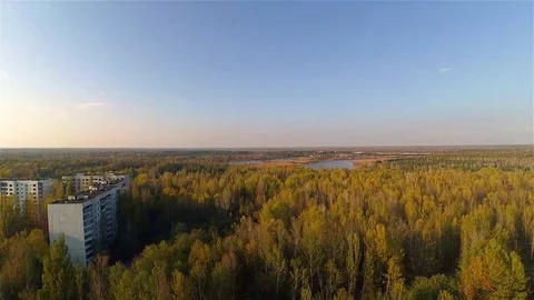 Roofs of Ghost Town Pripyat, Chernobyl Exclusion Zone, Ukraine Stock Footage 78843868