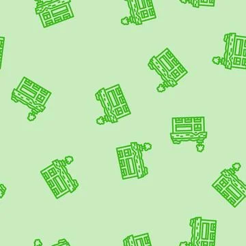 Roofs green living line vector seamless pattern Stock Illustration