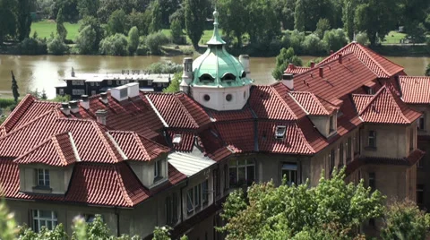 Roofs of Houses in Prague Stock Footage 32007482