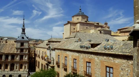 Roofs of medieval town, old stone buildings of Toledo, Spain Stock Footage 66532073