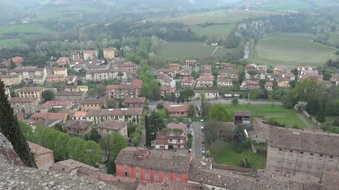 Roofs of medieval village Stock Footage