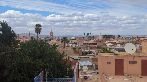 The roofs of the medina of Marrakech Stock Footage 261827735