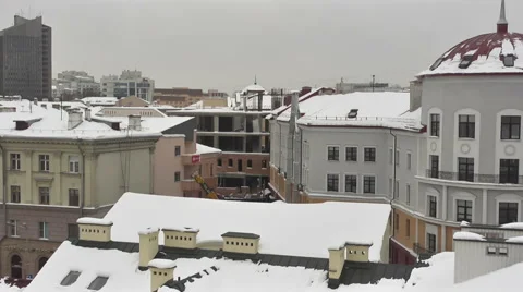 Roofs of Minsk City. Winter 3. Pan Stock Footage 59722550
