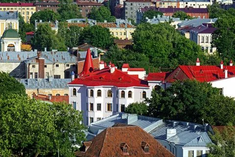 Roofs of old Vyborg. Stock Photos