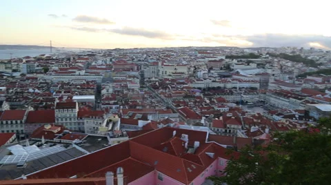 Roofs panoramic view of Lisbon Stock Footage 64118482