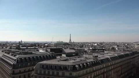 Roofs of Paris zoom to Eiffel Tower - 60fps Stock Footage 47899366