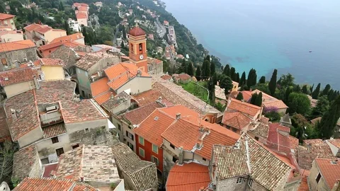 Roofs of red color in Roquebrune-Cap-Martin near Nice.France Stock Footage 109165082