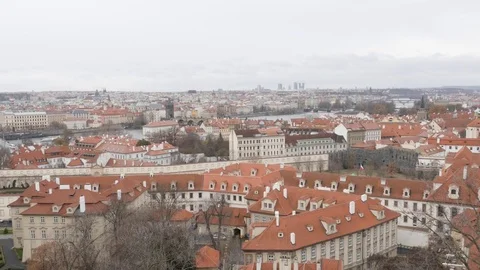 Rooftoops famous spires and domes in capital of Czechia Stock Footage 72983153
