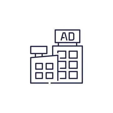 Rooftop advertising icon, line vector Stock Illustration
