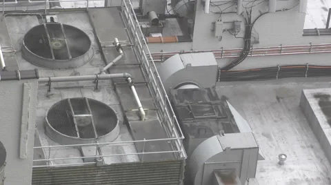 Rooftop air conditioning unit in 4K Video stock 52372149