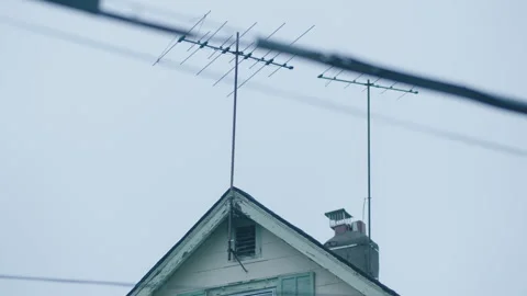 Rooftop with Antenna Rack Focus Stock Footage 276382343