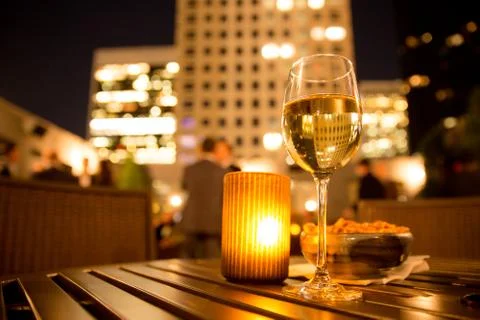 Rooftop bar wine Stock Photos