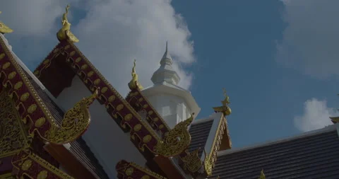 Rooftop of buddhist temple in Thailand Stock Footage 234867933