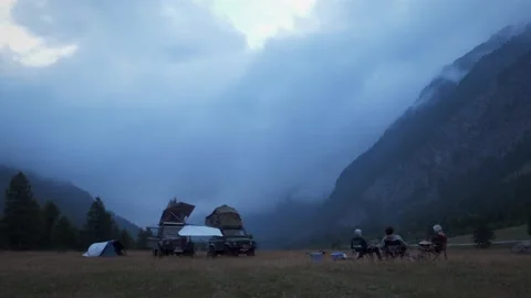 Rooftop camping in the mountains Stock Footage 160500193