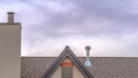 Rooftop with chimney angular roof with copy space Stock Photos
