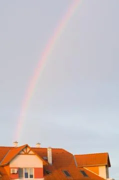 Rooftop Chimney Rainbow Stock Photos