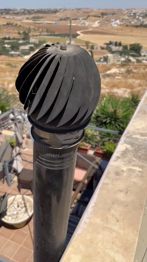 Rooftop Chimney Turbine Vent Cap Stock Footage 345208251
