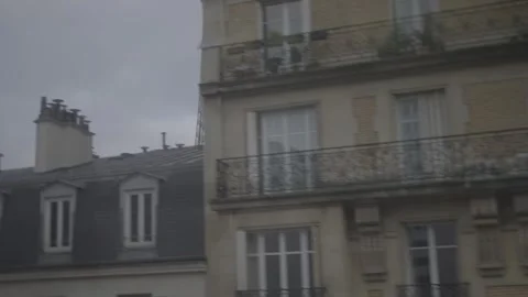 Rooftop Chimneys with Eiffel Tower Spire Stock Footage 340546639