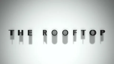 The rooftop cinematic title matte black words set on a white base layer Stock Footage 301837720