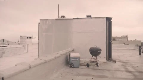 Rooftop  with cooler BBQ grill Stock Footage 249625275