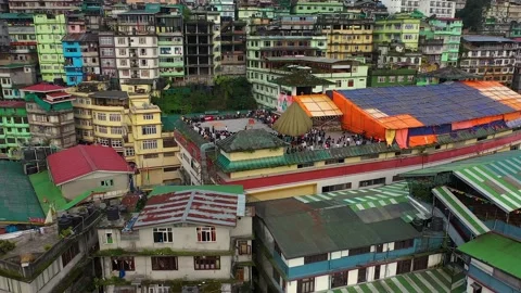 Rooftop Event in Indian City Stock Footage 133336889