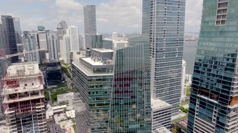 Rooftop flyover J P Morgan Chase Bank Tower Downtown Brickell Miami 4k Stock Footage 289138089