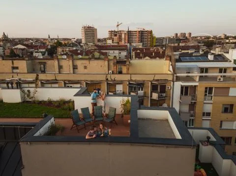 Rooftop gathering Stock Photos