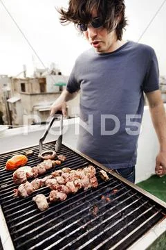 Rooftop grillin' Stock Photos