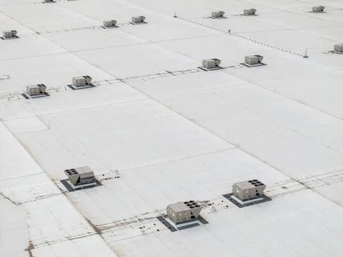 Rooftop with HVAC units from above Stock Photos