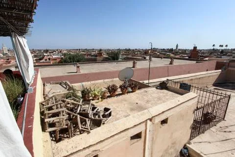 Rooftop in Marrakesh, Morocco 스톡 사진