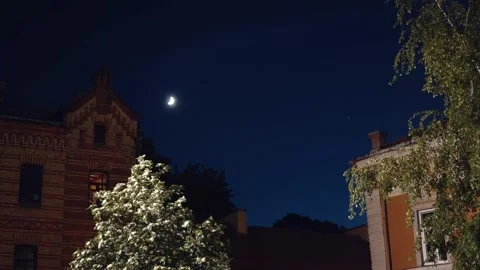 Rooftop with a moon Stock Footage 131401397