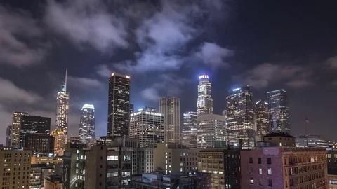 Rooftop Night DTLa Rooftop Clouds 3 sec interval h264-420 4KUHD 30 UHQ Stock Footage 78989884