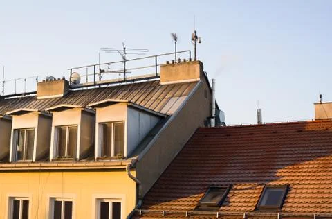 Rooftop of the old building. Stock Photos