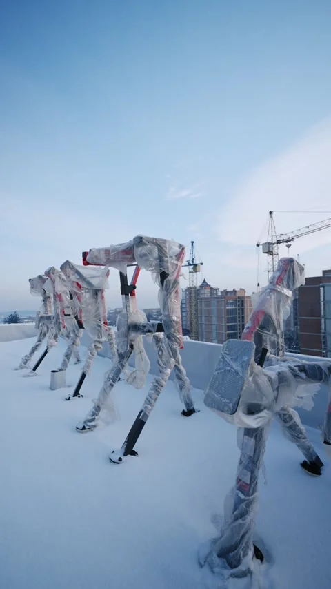 Rooftop with packaged gym equipment Stock Footage 327842450