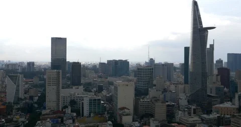 Rooftop pan of Bitexco Financial Tower Stock Footage 96742067