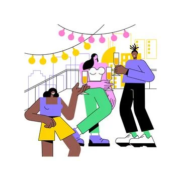 Rooftop party isolated cartoon vector illustrations. Stock Illustration