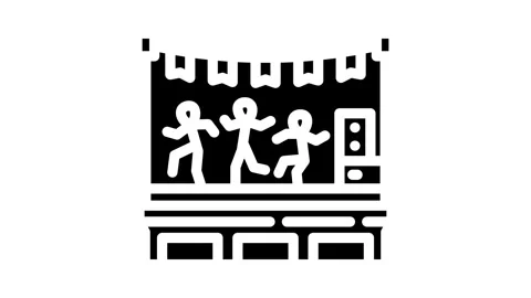 Rooftop party summer spend time glyph icon animation Stock Footage 326730673