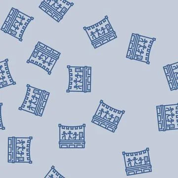 Rooftop party summer spend time line vector seamless pattern Illustrazione stock