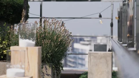 Rooftop patio with city view. Stock Footage 293224647